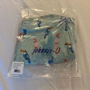 NWT Johnnie-O Mens Swim Trunks, Birds of Paradise Print, Seafoam color, Small